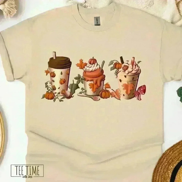 NEW FALL T-Shirt Pumpkin Spice Latte coffee fall pumpkins graphic - Picture 3 of 4